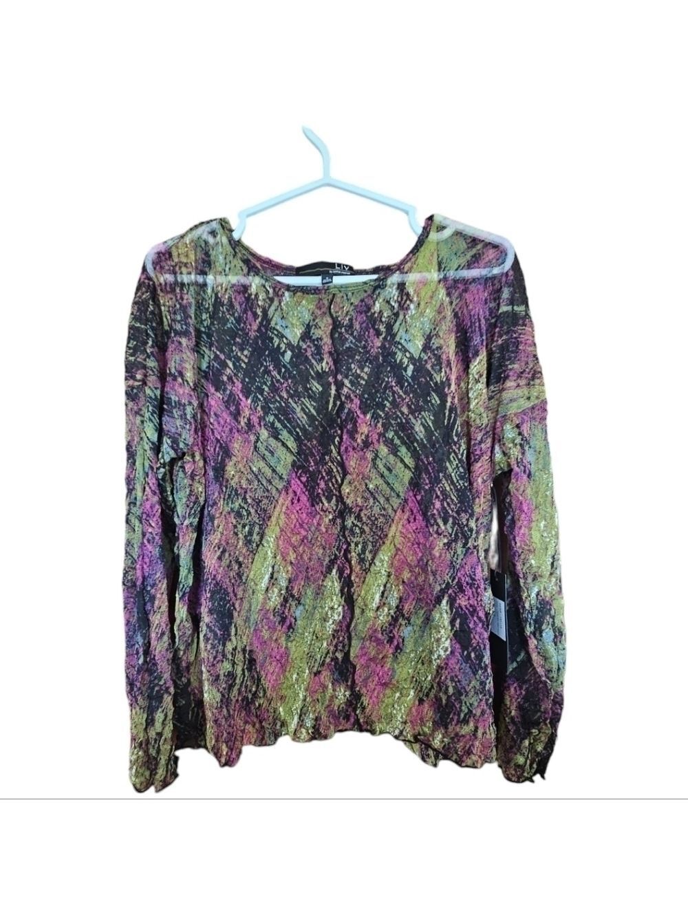 Liv by Habitat Sheer Colorful Long Sleeve Blouse